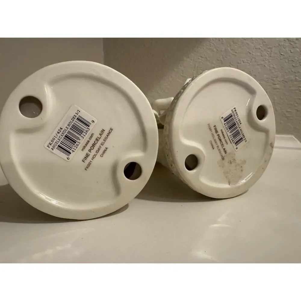 Mikasa Set Of‎ 2 Holiday Elegance Porcelain Candlestick Holders- Angels